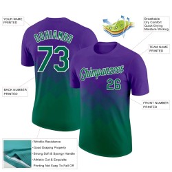 Custom Purple Kelly Green-White 3D Pattern Design Gradient Square Shapes Performance T-Shirt Custom Purple Kelly Green-White 3D Pattern Design Gradient Square Shapes Performance T-Shirt