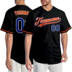 Custom Black Royal-Orange Authentic Baseball Jersey