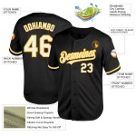 Custom Black White-Gold Mesh Authentic Throwback Baseball Jersey Custom Black White-Gold Mesh Authentic Throwback Baseball Jersey