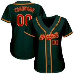 Custom Green Red-Gold Authentic Baseball Jersey