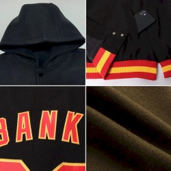 Custom Olive Black-Red Bomber Full-Snap Varsity Letterman Salute To Service Hoodie Jacket Custom Olive Black-Red Bomber Full-Snap Varsity Letterman Salute To Service Hoodie Jacket