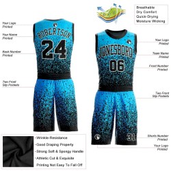 Custom Blue Black-White Round Neck Sublimation Basketball Suit Jersey