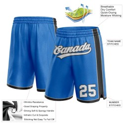 Custom Blue White Black-Gray Authentic Basketball Shorts Custom Blue White Black-Gray Authentic Basketball Shorts
