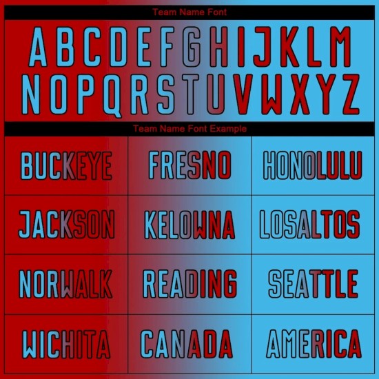 Custom Sky Blue Red-Black Sublimation Gradient Fashion Soccer Uniform Jersey Custom Sky Blue Red-Black Sublimation Gradient Fashion Soccer Uniform Jersey