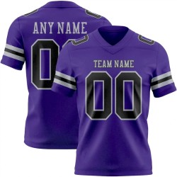 Custom Purple Black-Gray Mesh Authentic Football Jersey
