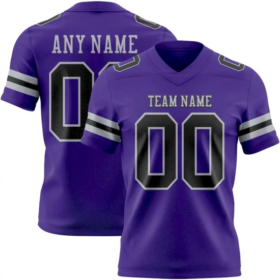 Custom Purple Black-Gray Mesh Authentic Football Jersey Custom Purple Black-Gray Mesh Authentic Football Jersey