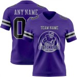 Custom Purple Black-Gray Mesh Authentic Football Jersey Custom Purple Black-Gray Mesh Authentic Football Jersey