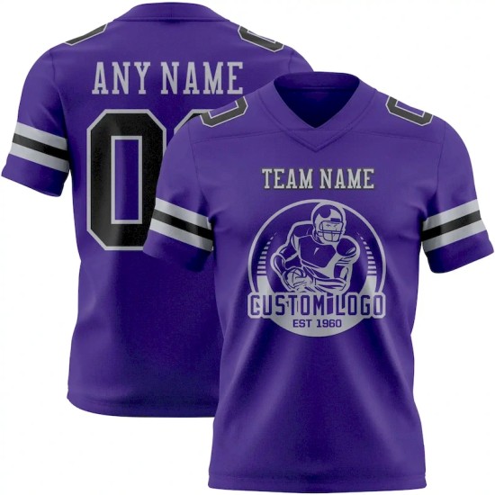 Custom Purple Black-Gray Mesh Authentic Football Jersey Custom Purple Black-Gray Mesh Authentic Football Jersey