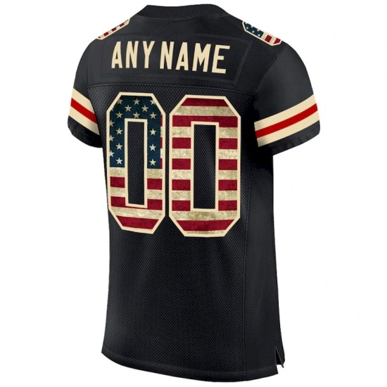 Custom Black Vintage USA Flag-Cream Mesh Authentic Football Jersey Custom Black Vintage USA Flag-Cream Mesh Authentic Football Jersey