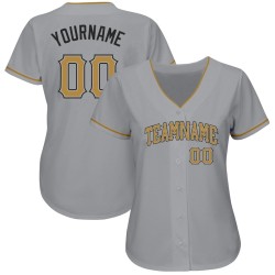 Custom Gray Old Gold-Black Authentic Baseball Jersey Custom Gray Old Gold-Black Authentic Baseball Jersey