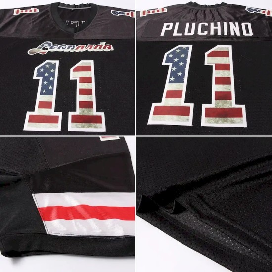 Custom Black Vintage USA Flag-Cream Mesh Authentic Football Jersey Custom Black Vintage USA Flag-Cream Mesh Authentic Football Jersey