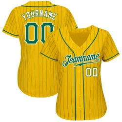 Custom Yellow Kelly Green Pinstripe Kelly Green-White Authentic Baseball Jersey Custom Yellow Kelly Green Pinstripe Kelly Green-White Authentic Baseball Jersey