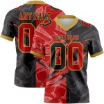 Custom Black Red-Old Gold Mesh Authentic Gradient Fashion Scratch Football Jersey Custom Black Red-Old Gold Mesh Authentic Gradient Fashion Scratch Football Jersey