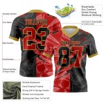 Custom Black Red-Old Gold Mesh Authentic Gradient Fashion Scratch Football Jersey Custom Black Red-Old Gold Mesh Authentic Gradient Fashion Scratch Football Jersey