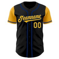 Custom Black Gold-Royal Authentic Two Tone Baseball Jersey Custom Black Gold-Royal Authentic Two Tone Baseball Jersey