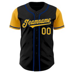 Custom Black Gold-Royal Authentic Two Tone Baseball Jersey Custom Black Gold-Royal Authentic Two Tone Baseball Jersey
