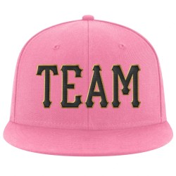 Custom Pink Black-Old Gold Stitched Adjustable Snapback Hat Custom Pink Black-Old Gold Stitched Adjustable Snapback Hat