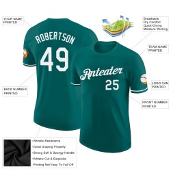 Custom Teal White Performance T-Shirt Custom Teal White Performance T-Shirt