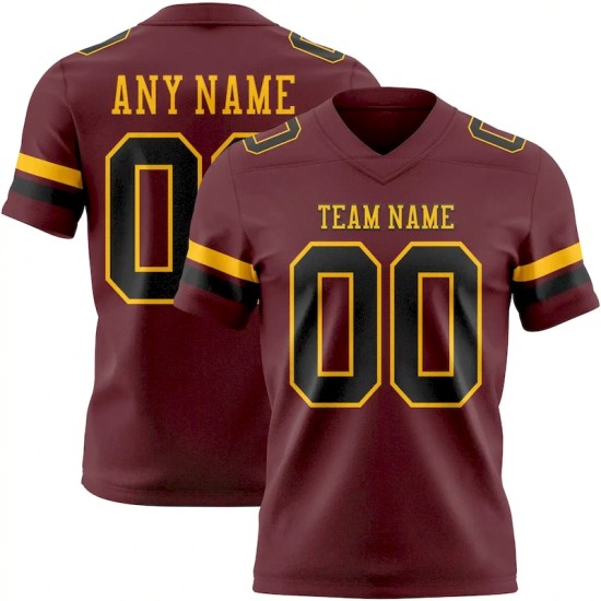 Custom Burgundy Black-Gold Mesh Authentic Football Jersey Custom Burgundy Black-Gold Mesh Authentic Football Jersey