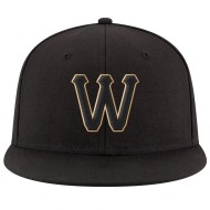 Custom Black Black-Old Gold Stitched Adjustable Snapback Hat Custom Black Black-Old Gold Stitched Adjustable Snapback Hat