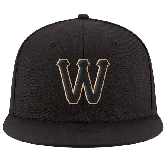 Custom Black Black-Old Gold Stitched Adjustable Snapback Hat Custom Black Black-Old Gold Stitched Adjustable Snapback Hat