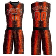Custom Black Orange-White Animal Fur Print Round Neck Sublimation Basketball Suit Jersey