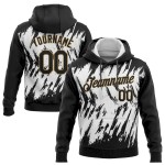 Custom Stitched White Black-Old Gold 3D Pattern Design Sports Pullover Sweatshirt Hoodie Custom Stitched White Black-Old Gold 3D Pattern Design Sports Pullover Sweatshirt Hoodie