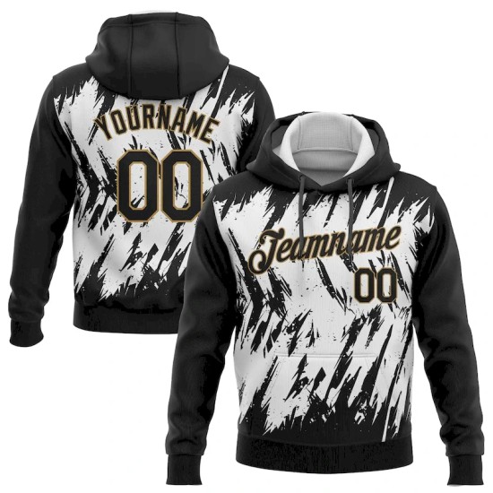 Custom Stitched White Black-Old Gold 3D Pattern Design Sports Pullover Sweatshirt Hoodie Custom Stitched White Black-Old Gold 3D Pattern Design Sports Pullover Sweatshirt Hoodie