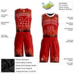 Custom Red Red-Black Flame Round Neck Sublimation Basketball Suit Jersey Custom Red Red-Black Flame Round Neck Sublimation Basketball Suit Jersey