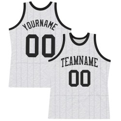 Custom Gray Black-White Line Round Neck Sublimation Basketball Suit Jersey