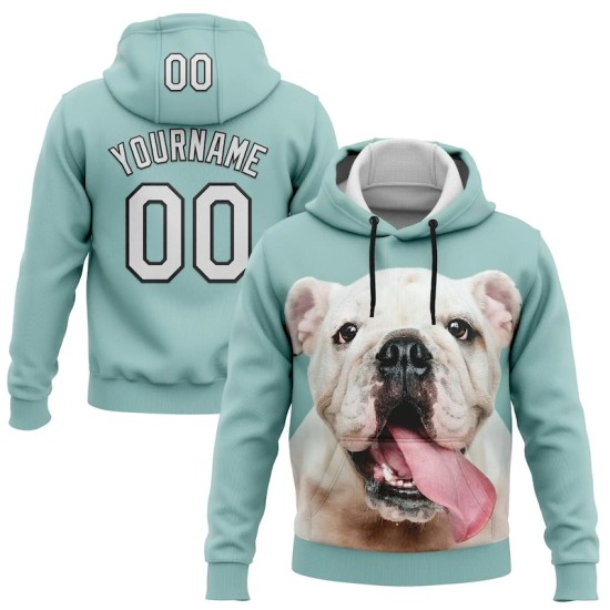 Custom Stitched Ice Blue White-Black 3D Pattern Design Bulldog Sports Pullover Sweatshirt Hoodie Custom Stitched Ice Blue White-Black 3D Pattern Design Bulldog Sports Pullover Sweatshirt Hoodie