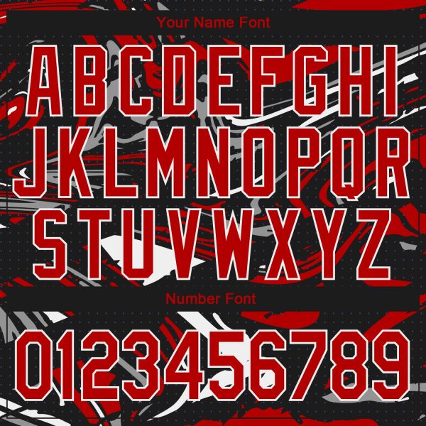 Custom Figure Red-Black 3D Pattern Design Bomber Full-Snap Varsity Letterman Jacket - Image 5