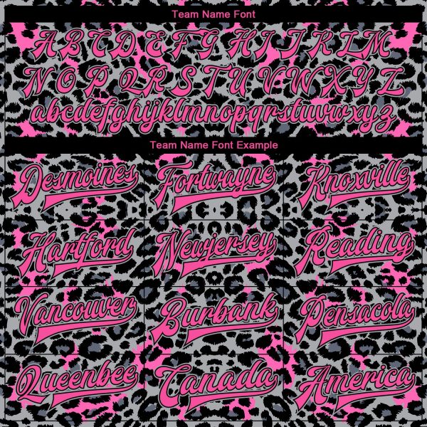 Custom Gray Pink-Black Leopard Print 3D Pattern Design Bomber Full-Snap Varsity Letterman Jacket - Image 4