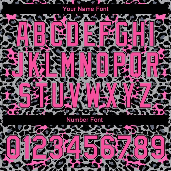 Custom Gray Pink-Black Leopard Print 3D Pattern Design Bomber Full-Snap Varsity Letterman Jacket - Image 5